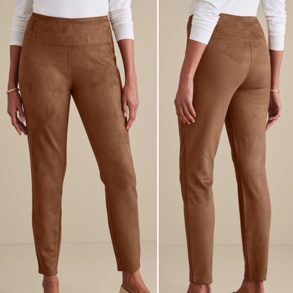 Soft Surroundings Brown Faux Suede Pull-On Leggings - 3X - Picture 1 of 6